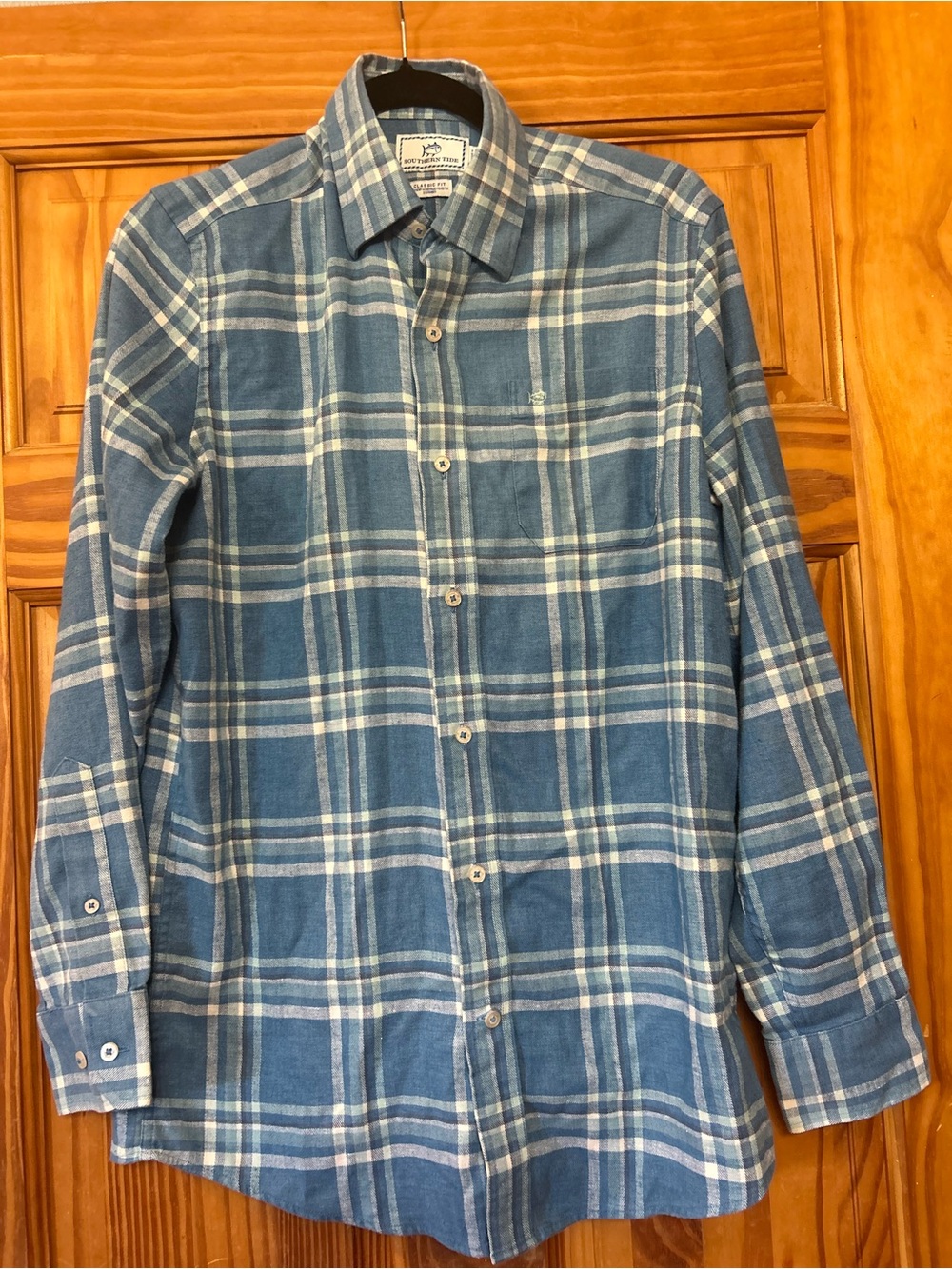 Southern Tide Blue & White Plaid Long-Sleeve Button-Down Shirt